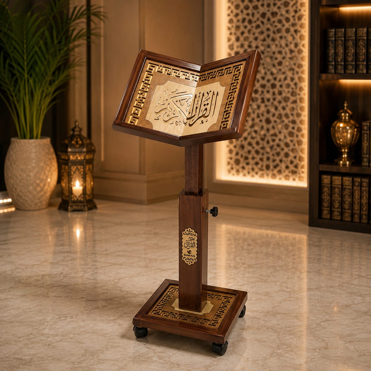 ChatGPT Image 12 يوليو 2026، 01_06_11 م حامل القرآن الكريم الخشبي المتحرك – قابل لتعديل الارتفاع وزاوية القراءة - الصورة 1